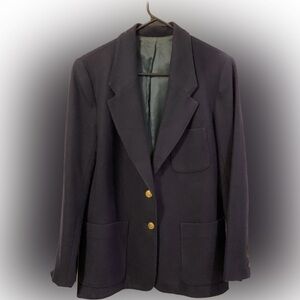 MS Sport Navy Blue 100% Wool fully lined Blazer 2 Button closure Size 10 EUC